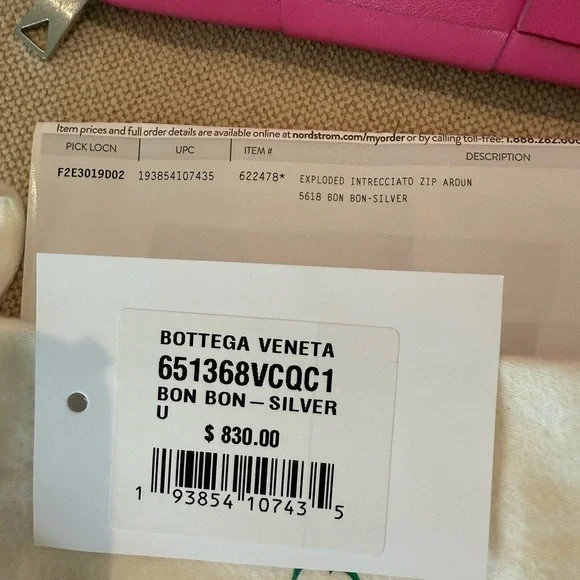 Bottega Veneta Pink Intrecciato Zip Around Wallet - Picture 8 of 11